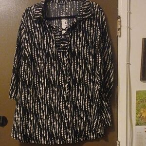 BloomChic Black and Tan Striped Button Down Shirt